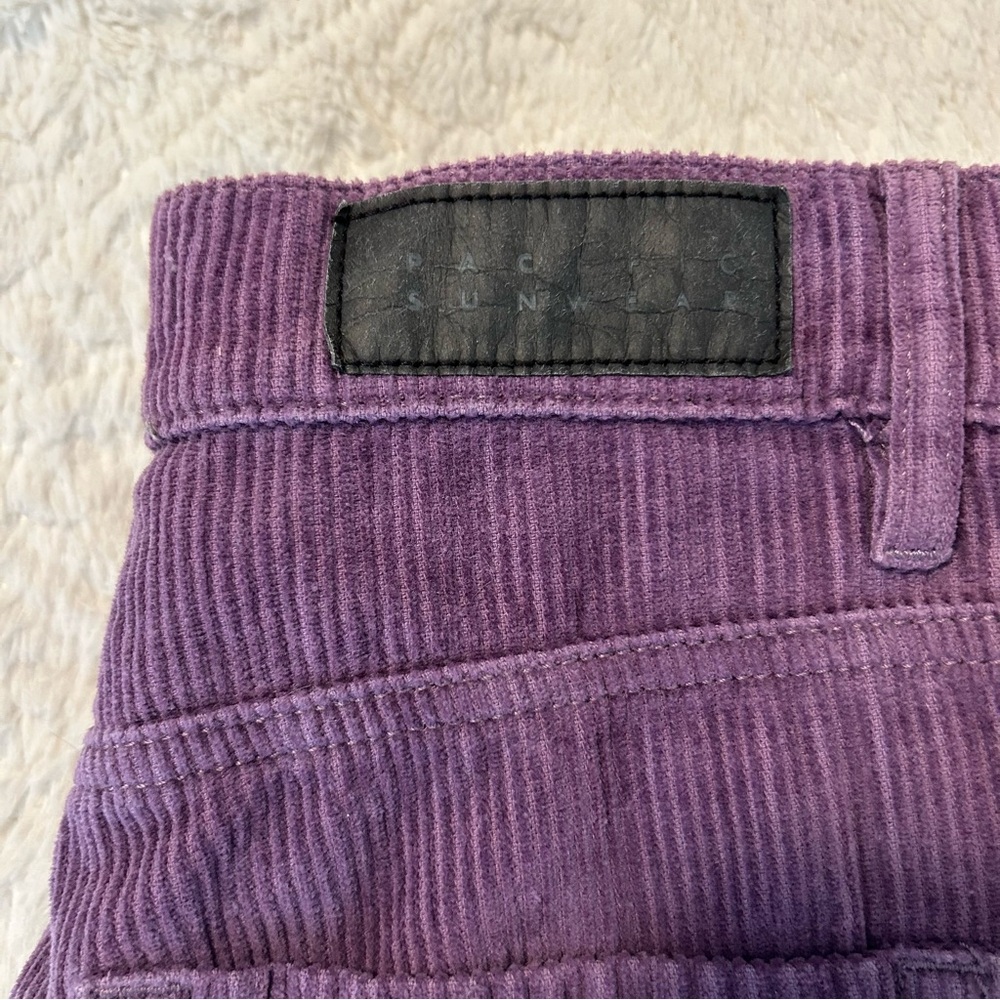PacSun Purple Corduroy High Waisted High Rise Straight Leg Crop Raw Hem Sz 25 - Picture 7 of 14